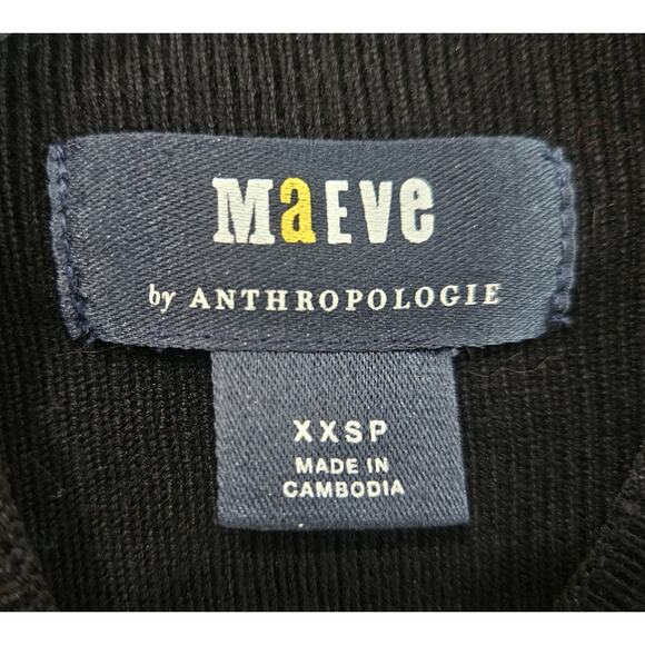 ANTHROPOLOGIE Maeve Women's Petite XXSP Arlowe Sweater Black Bell Sleeve Fitted - Picture 3 of 7